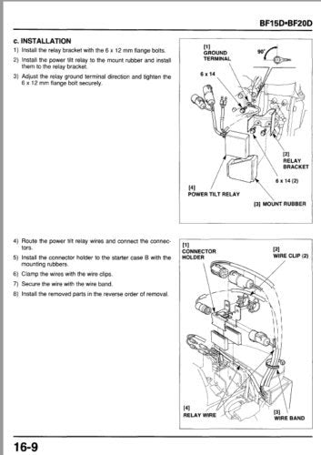 Honda BF8A Outboard Service Manual sample page showing schematics and diagrams