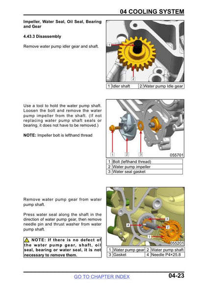 CFMOTO UFORCE 800 UTV Service Manual sample page showing repair procedures