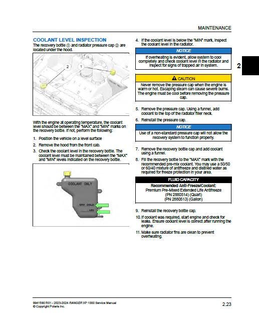 Polaris Ranger XP 1000 UTV Service Manual sample page with technical illustrations