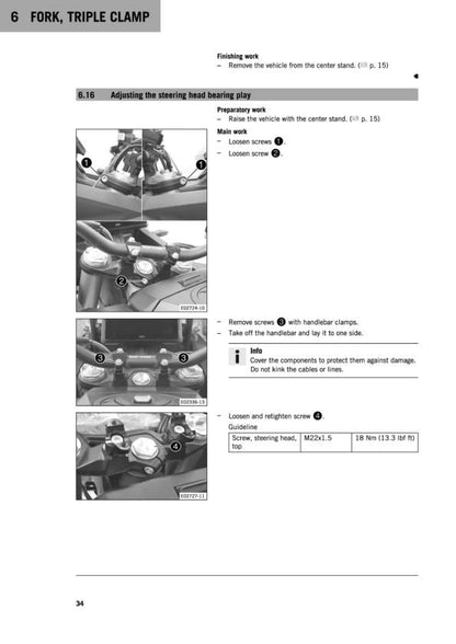 KTM 1290 Super Adventure R Motorcycle Service Manual table of contents