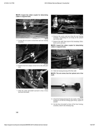Arctic Cat Wildcat X 4X UTV Service Manual sample page with service data and tables