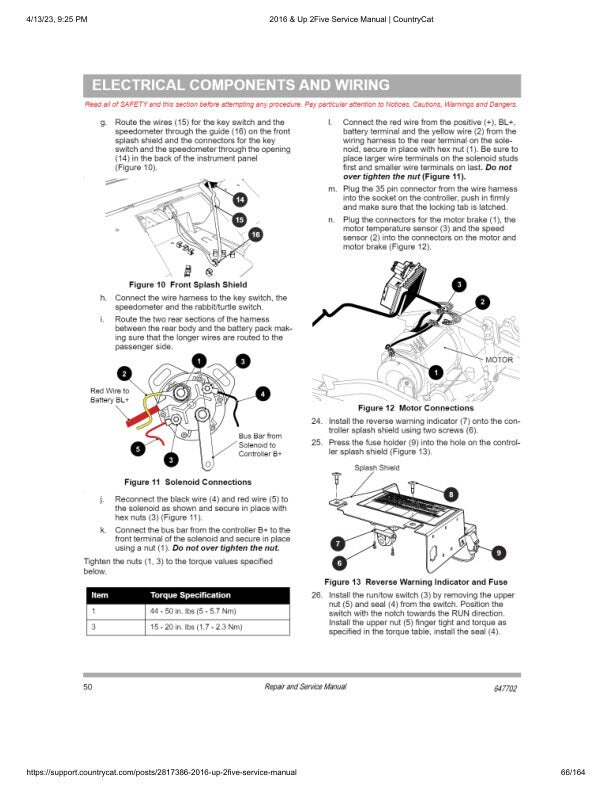 EZGO 2Five Golf Cart Service Manual sample page with diagrams and specifications