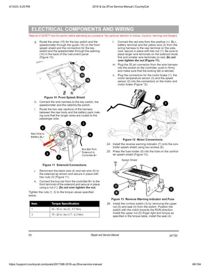 EZGO 2Five Golf Cart Service Manual sample page with diagrams and specifications