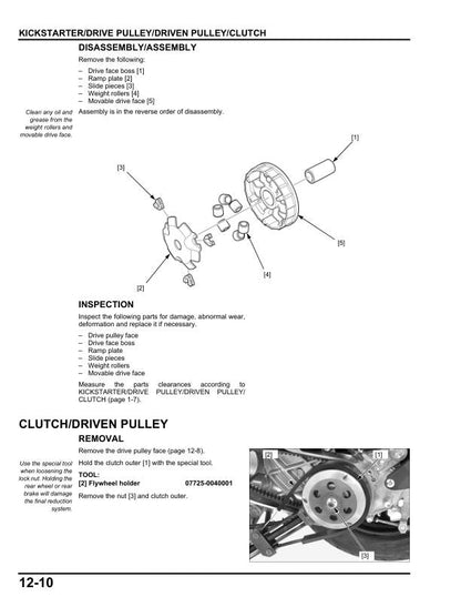 Honda NCW 50 Motorcycle Service Manual sample page from the repair manual
