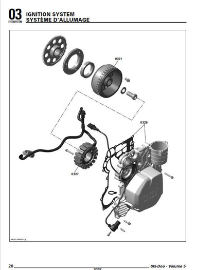 Skidoo REV 850 Gen4 ETEC Snowmobile Service Manual sample page with diagrams and specifications