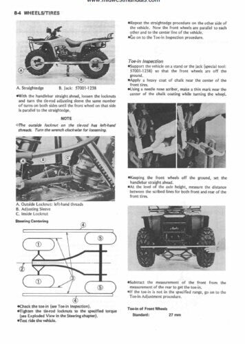 Kawasaki Bayou KLF300 Motorcycle Service Manual table of contents