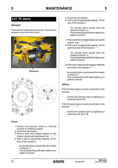 Grove Toucan 1010 Lift Service Manual sample page showing repair procedures