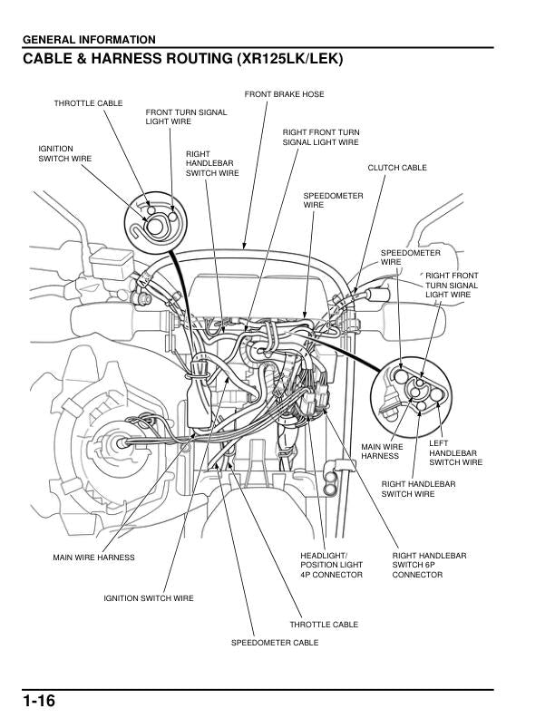 Honda XL125 XR125 XR150 Motorcycle Service Manual sample page from service manual