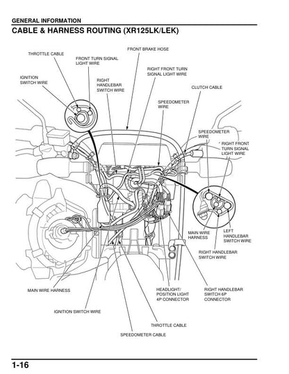 Honda XL125 XR125 XR150 Motorcycle Service Manual sample page from service manual