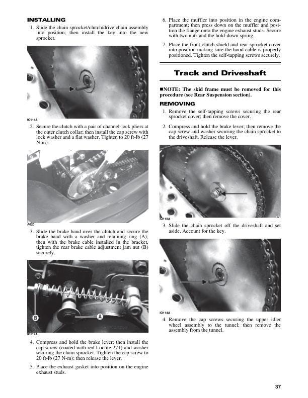 Arctic Cat ZR 120 Kitty Cat Snowmobile Service Manual sample page showing repair procedures