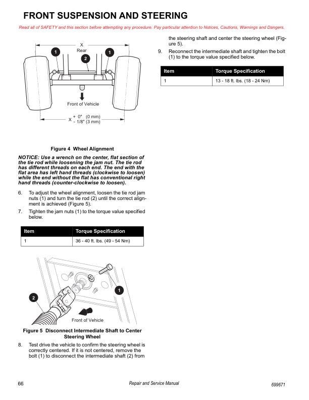 Tracker OX 400 UTV Service Manual sample page with diagrams and specifications