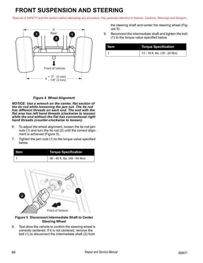 Tracker OX 400 UTV Service Manual sample page with diagrams and specifications