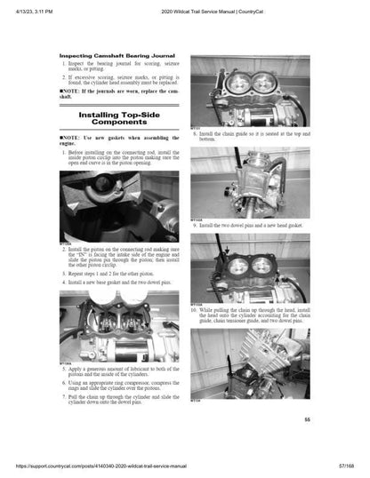 Arctic Cat Wildcat Trail UTV Service Manual sample page showing repair procedures