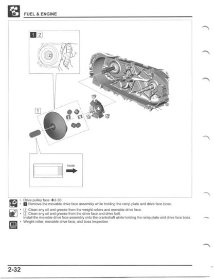 Honda PCX 150 Motorcycle Service Manual sample page with diagrams and specifications