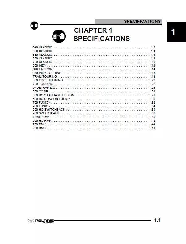 Polaris Trail Fusion Snowmobile Service Manual sample page showing repair procedures