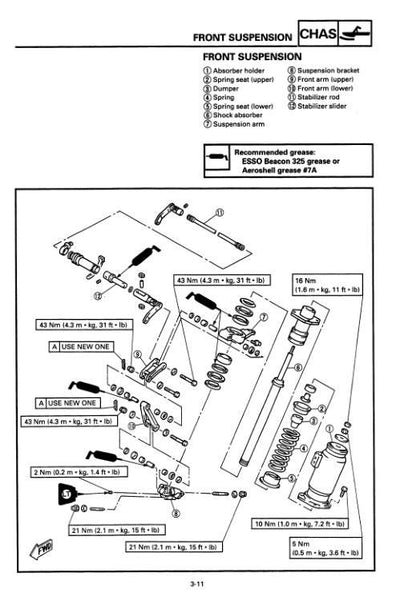 Yamaha Vmax VX750 VX800 MM800 Snowmobile Service Manual sample page showing repair procedures