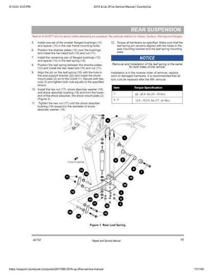 EZGO 2Five Golf Cart Service Manual sample page with technical illustrations