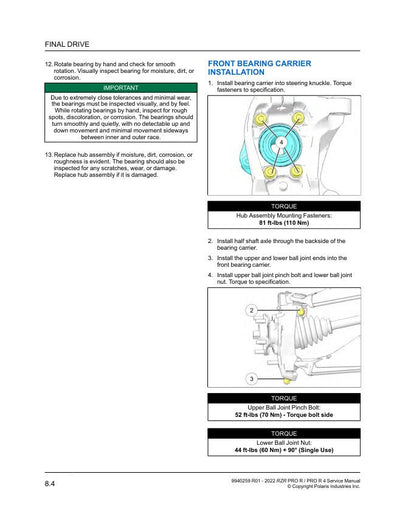 Polaris RZR Pro XP UTV Service Manual sample page showing schematics and diagrams