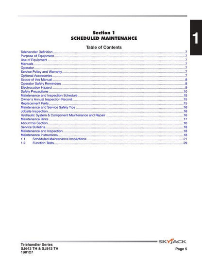 Skyjack SJ 643 843 Telehandler Telescopic Boom Service Manual sample page from service manual
