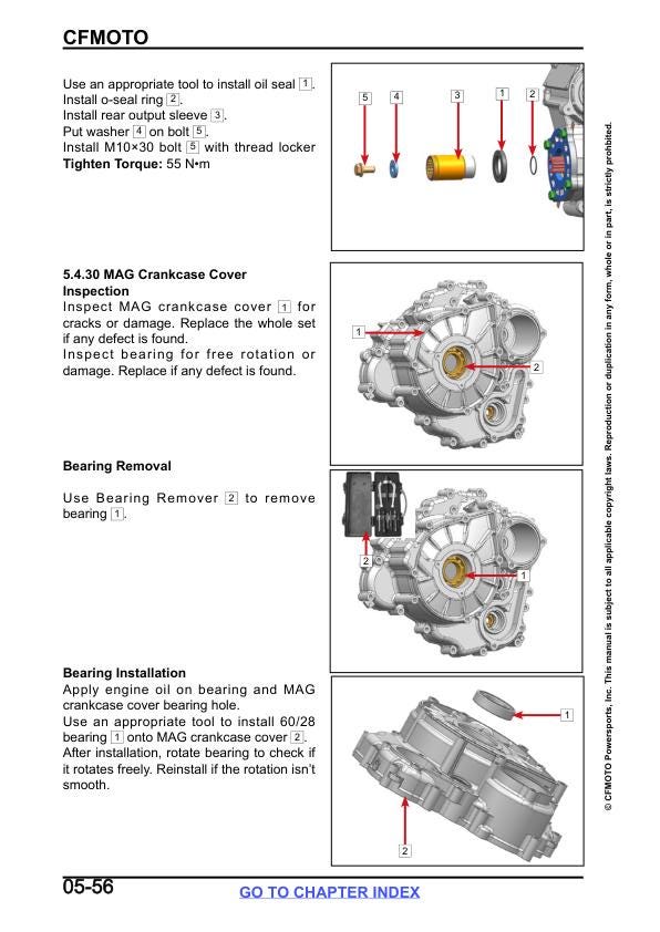 CFMOTO UFORCE 600 Service Repair Manual sample page with diagrams and specifications