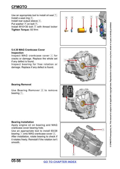 CFMOTO UFORCE 600 Service Repair Manual sample page with diagrams and specifications