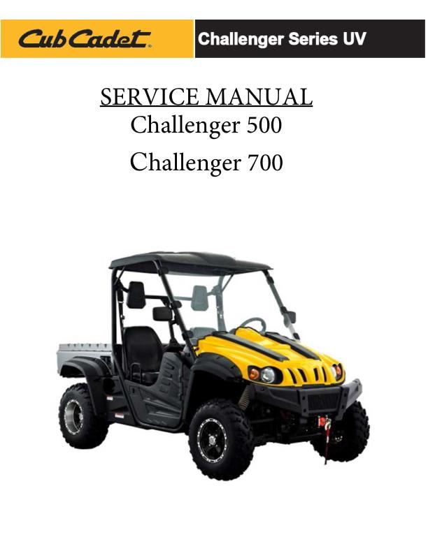Cub Cadet Challenger 500 700 Utility Vehicle Service Manual factory service manual title page