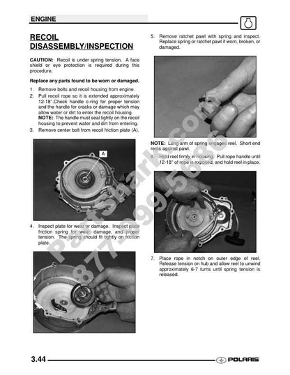 Polaris Trail Boss 330 ATV Service Manual sample page showing repair procedures
