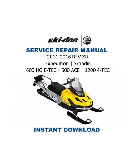 Skidoo REV XU 600 1200 Snowmobile Service Manual 2011-2016 - Service Manual PDF Instant Download