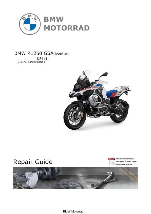 BMW R1250 GS Adventure K51 Motorcycle Service Manual factory service manual title page