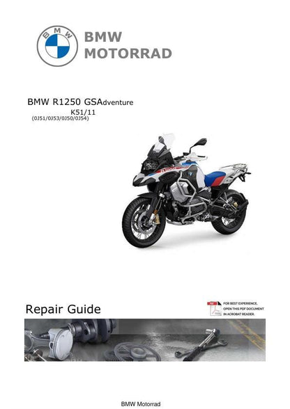 BMW R1250 GS Adventure K51 Motorcycle Service Manual factory service manual title page