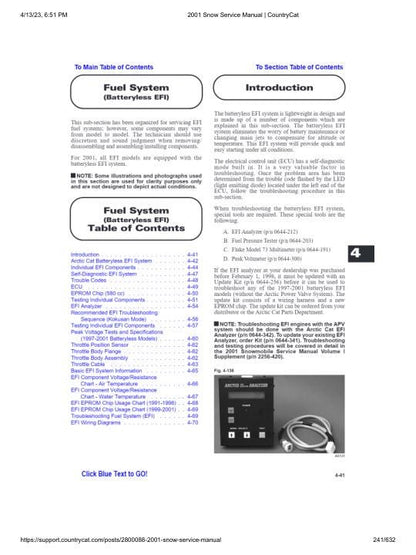 Arctic Cat Panther Bearcat Thundercat ZR ZL Snowmobile Service Manual sample page showing repair procedures