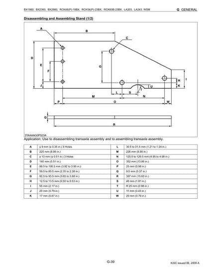 Kubota BX1860 BX2360 BX2660 Tractor Service Manual table of contents