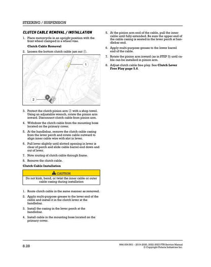Indian FTR1200 Motorcycle Service Manual sample page from the repair manual