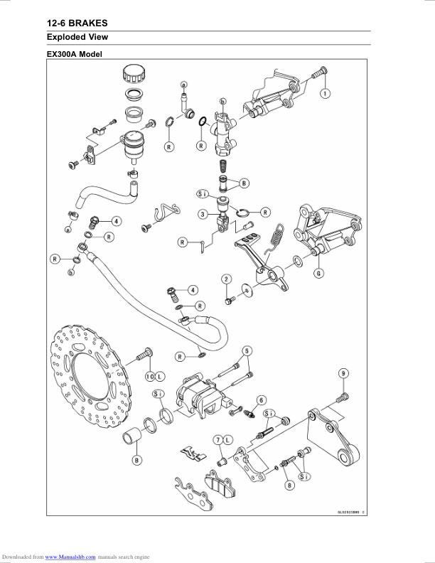 Kawasaki Ninja 300 Motorcycle Service Manual sample page with technical illustrations