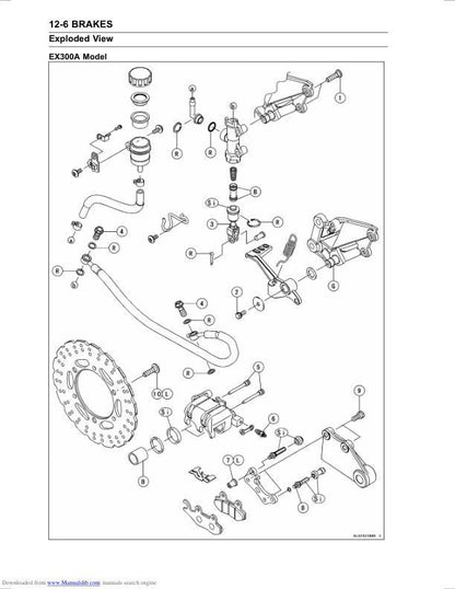 Kawasaki Ninja 300 Motorcycle Service Manual sample page with technical illustrations