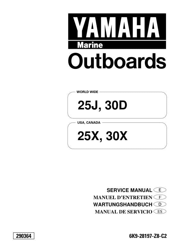 Yamaha 25J 30D 25X 30X Outboard Service Manual factory service manual title page