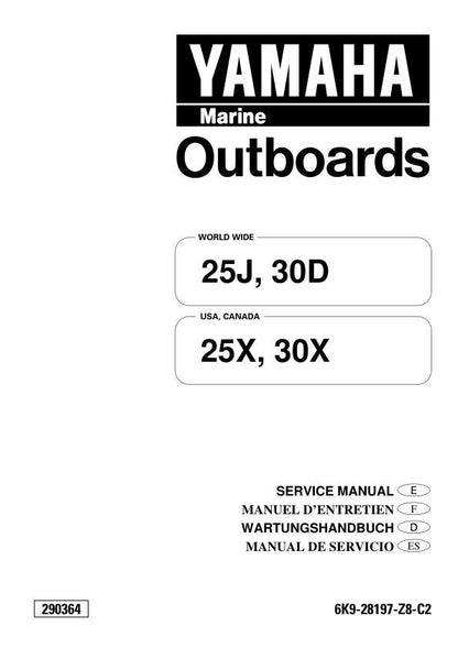 Yamaha 25J 30D 25X 30X Outboard Service Manual factory service manual title page