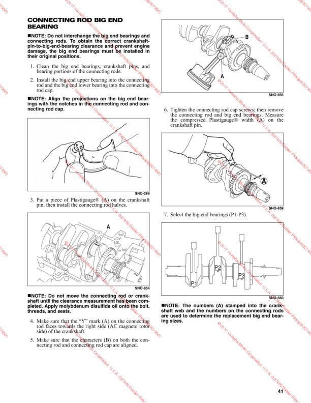 Yamaha Sidewinder Snowmobile Service Manual sample page showing repair procedures