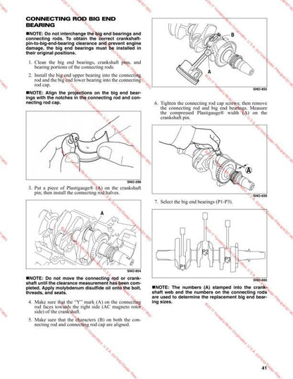 Yamaha Sidewinder Snowmobile Service Manual sample page showing repair procedures