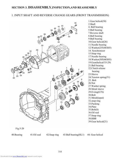 Kubota T390 T400 T430 T450 Mower Service Manual sample page showing repair procedures