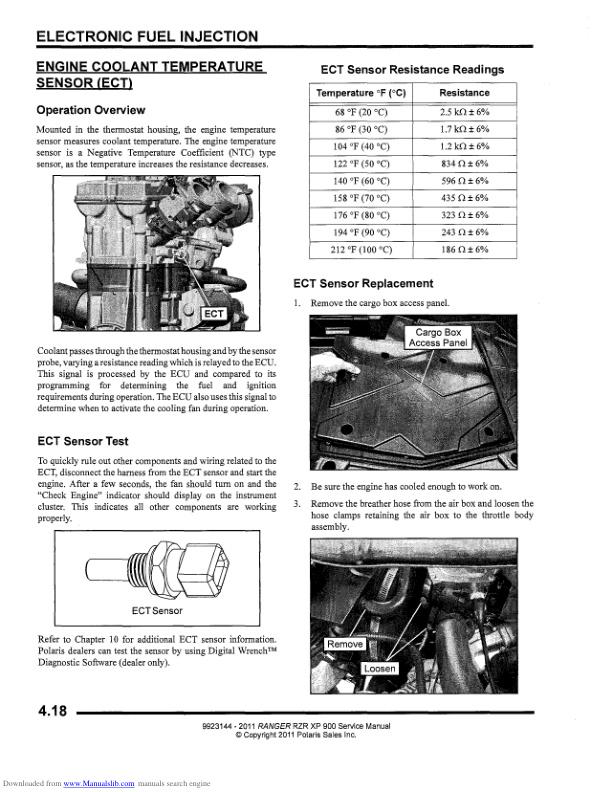 Polaris RZR Ranger 900 UTV Service Manual sample page with technical illustrations