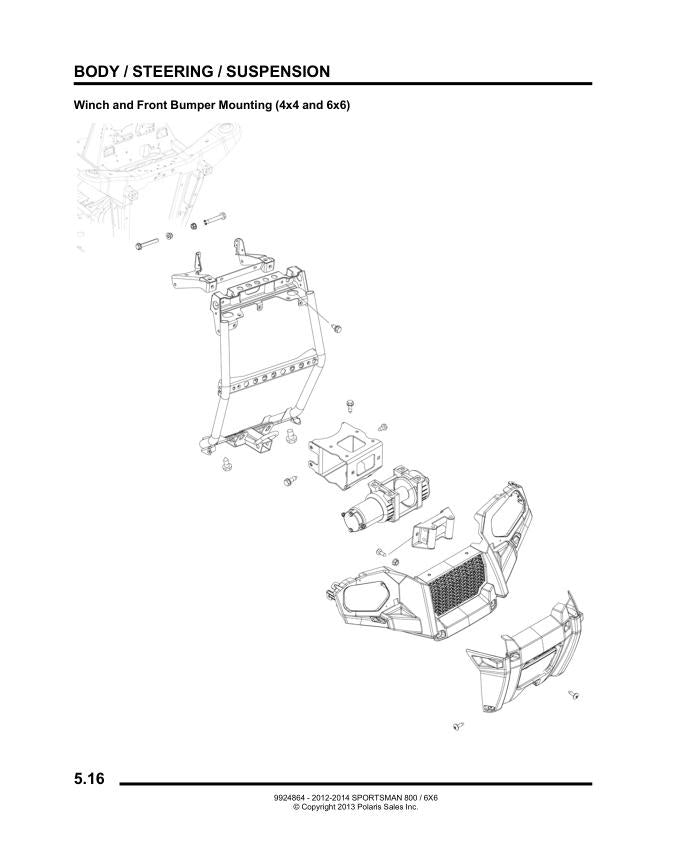 Polaris Sportsman 800 EFI ATV Service Manual sample page with diagrams and specifications