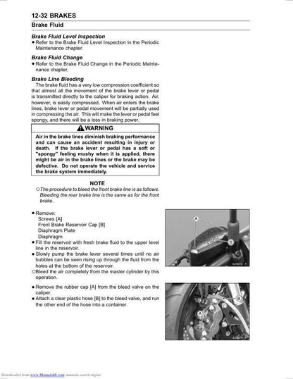 Kawasaki Z800 Motorcycle Service Manual sample page from the repair manual