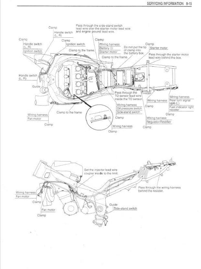Suzuki GSX-R750 Motorcycle Service Manual sample page showing repair procedures
