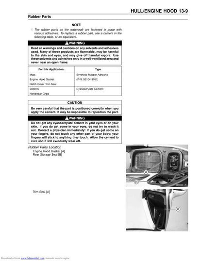 Kawasaki JetSki 1100 Service Manual sample page showing schematics and diagrams