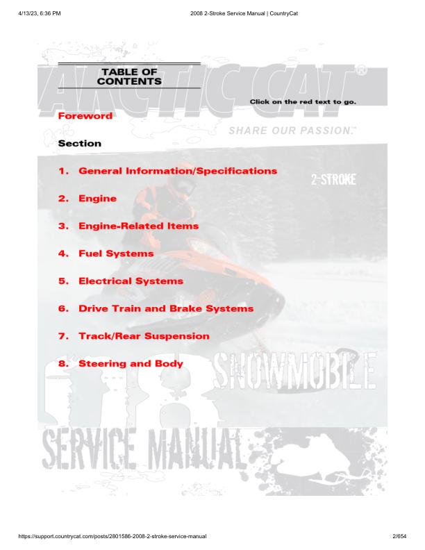 Arctic Cat Bearcat Crossfire Panther F5 F6 F8 Snowmobile Service factory service manual title page