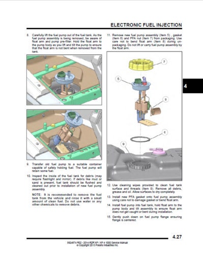 Polaris RZR Pro XP UTV Service Manual sample page with diagrams and specifications