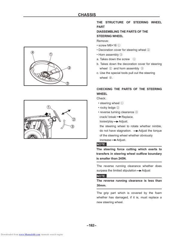 HiSun Strike HS200 HS250 UTV Service Manual sample page with service data and tables