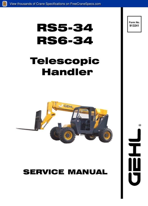 GEHL RS5 RS6 Telehandler Service Manual factory service manual title page