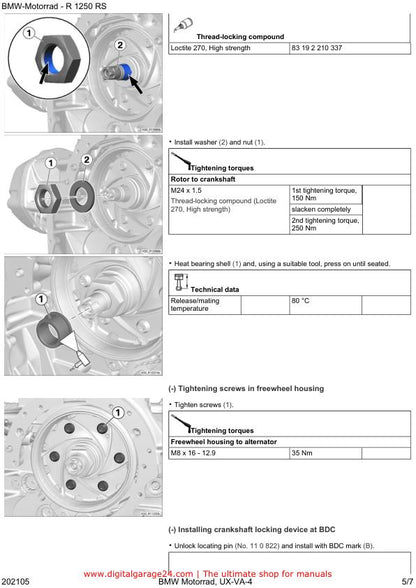 BMW R1250 RS K54 /11 Motorcycle Service Manual sample page showing repair procedures